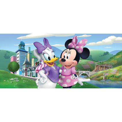 Disney poster Minnie Mouse & Katrien Duck groen, blauw en roze - 202 x 90 cm - 600891