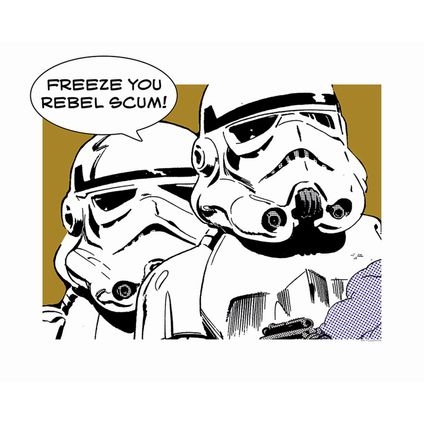 Komar affiche Star Wars Classic Comic Quote Stormtrooper jaune ocre, noir et blanc - 50 x 40 cm