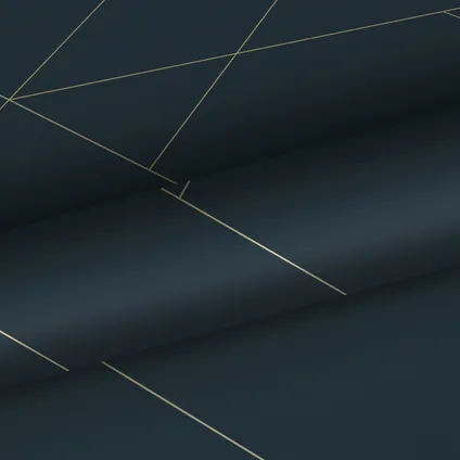 ESTAhome behang grafische lijnen donkerblauw en goud - 0,53 x 10,05 m - 139213 7