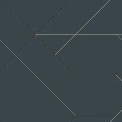 ESTAhome behang grafische lijnen donkerblauw en goud - 0,53 x 10,05 m - 139213 8