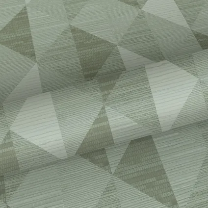 eco-texture vliesbehangpapier grasweefsel in grafisch 3D motief licht vergrijsd groen 6