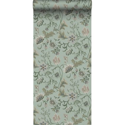 ESTAhome behangpapier vintage bloemen celadon groen - 0.53 x 10.05 m - 139413