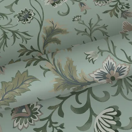 ESTAhome behangpapier vintage bloemen celadon groen - 0.53 x 10.05 m - 139413 8