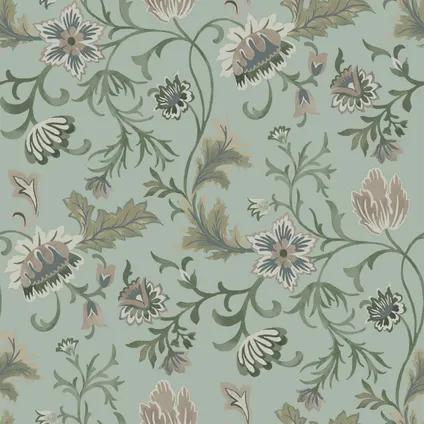 ESTAhome behangpapier vintage bloemen celadon groen - 0.53 x 10.05 m - 139413 9