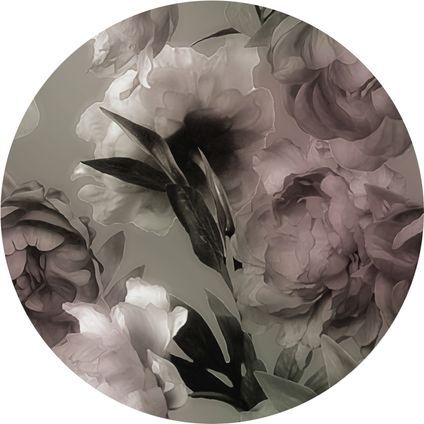 Sanders & Sanders papier peint panoramique rond adhésif fleurs gris et rose - Ø 70 cm - 601107