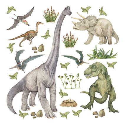 Sanders & Sanders muursticker dinosaurussen groen - 30 x 30 cm - 601333