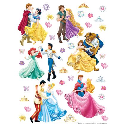 Disney muursticker prinsessen geel, roze, paars en blauw - 65 x 85 cm - 600141