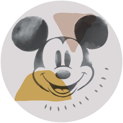 Komar papier peint panoramique rond adhésif Mickey Mouse gris - Ø 128 cm - 610408