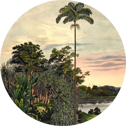 Komar zelfklevende behangcirkel Vintage Landscape groen - Ø 125 cm - 611166