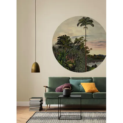 Komar papier peint panoramique rond adhésif Vintage Landscape vert - Ø 125 cm - 611166 2
