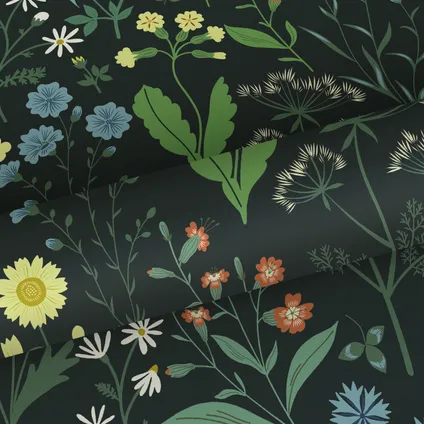 ESTAhome behangpapier veldbloemen multicolor op zwart - 0,53 x 10,05 m - 139392 7