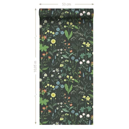 ESTAhome behangpapier veldbloemen multicolor op zwart - 0,53 x 10,05 m - 139392 9