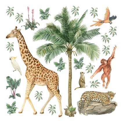 Sanders & Sanders muursticker jungle dieren jungle groen - 30 x 30 cm - 601332