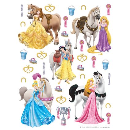 Disney muursticker prinsessen geel, roze, paars en blauw - 65 x 85 cm - 600140