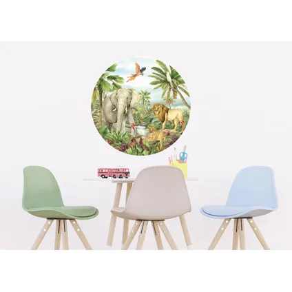 Sanders & Sanders papier peint panoramique rond adhésif animaux de la jungle vert - Ø 70 cm - 601289 2