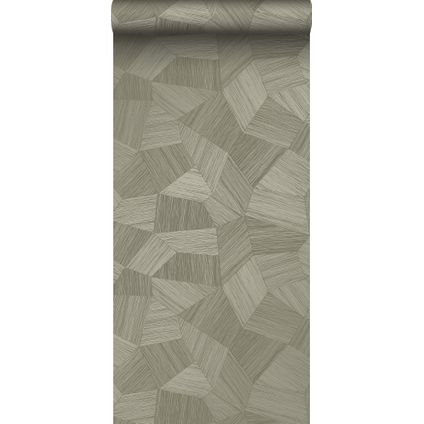 Origin Wallcoverings eco-texture vliesbehang grafisch 3D motief kaki grijs