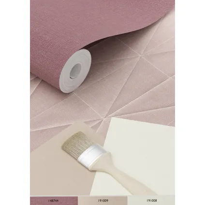 ESTAhome eco-texture vliesbehangpapier origami motief oudroze - 0,53 x 10,05 m 5