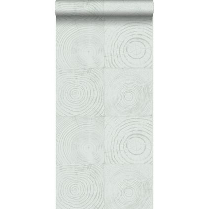 Origin Wallcoverings behang dwarsdoorsnede boomstam mintgroen - 53 cm x 10,05 m