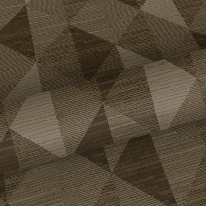 eco-texture vliesbehangpapier grasweefsel in grafisch 3D motief bruin 6