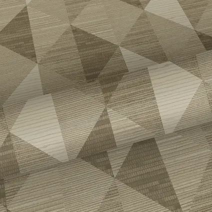 eco-texture vliesbehangpapier grasweefsel in grafisch 3D motief beige 6
