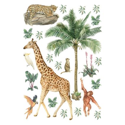 Sanders & Sanders muursticker jungle dieren jungle groen - 65 x 42.5 cm - 601343