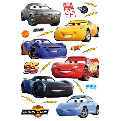 Disney sticker mural Cars rouge, jaune et bleu - 42,5 x 65 cm - 600111