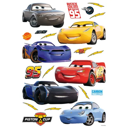 Disney sticker mural Cars rouge, jaune et bleu - 42,5 x 65 cm - 600111