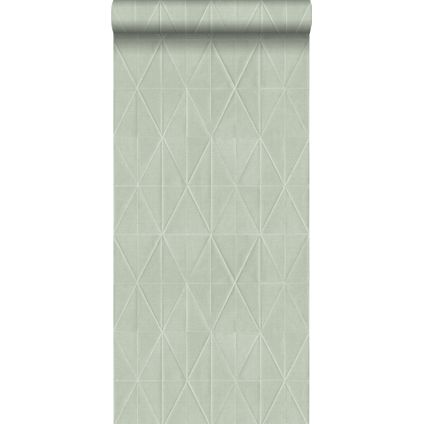 ESTAhome eco-texture vliesbehang origami motief celadon groen - 0,53 x 10,05 m