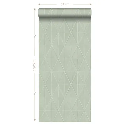 ESTAhome eco-texture vliesbehang origami motief celadon groen - 0,53 x 10,05 m 9