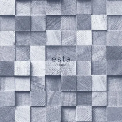 ESTAhome behangpapier 3D-houtmotief blauw - 53 cm x 10,05 m - 138526 8
