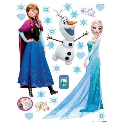 Disney sticker mural La Reine des neiges Anna & Elsa bleu, violet et blanc - 65 x 85 cm - 600155