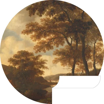 ESTAhome papier peint panoramique rond adhésif paysage boisé orange - Ø 140 cm - 159012 6