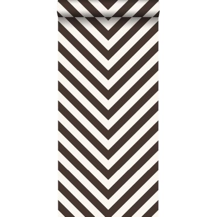ESTAhome behangpapier zigzag motief zwart en wit - 53 cm x 10,05 m - 135420