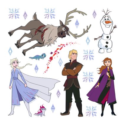 Disney sticker mural La Reine des neiges bleu, marron et violet - 30 x 30 cm - 600231