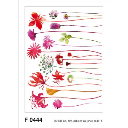 Sanders & Sanders muursticker bloemen rood, groen en paars - 65 x 85 cm - 600254