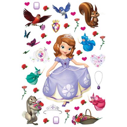 Disney sticker mural Princesse Sofia violet, rose et marron - 42,5 x 65 cm - 600121