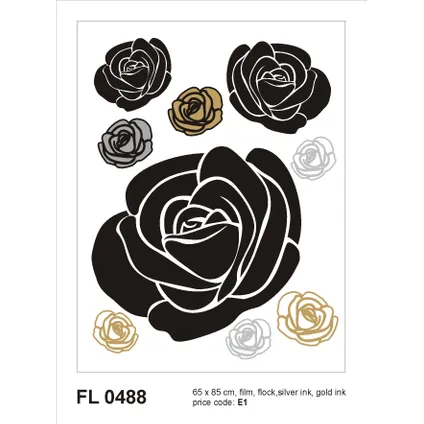 Sanders & Sanders sticker mural fleurs noir, gris et beige - 65 x 85 cm - 600294 2