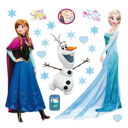 Disney muursticker Frozen Anna & Elsa blauw en paars - 30 x 30 cm - 600224