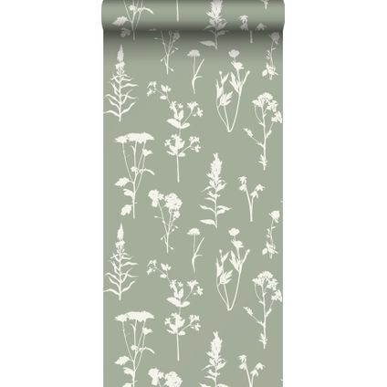 ESTAhome behang veldbloemen jade groen - 50 x 900 cm - 139395