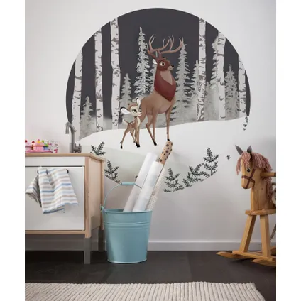 Komar papier peint panoramique rond adhésif Bambi Great Prince gris et marron - Ø 128 cm - 610383 2