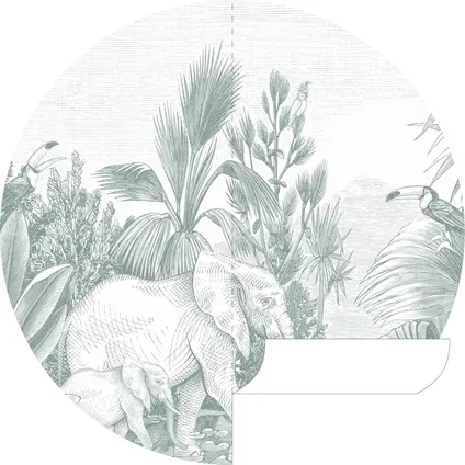 ESTAhome papier peint panoramique rond adhésif jungle vert - Ø 140 cm - 159087 5
