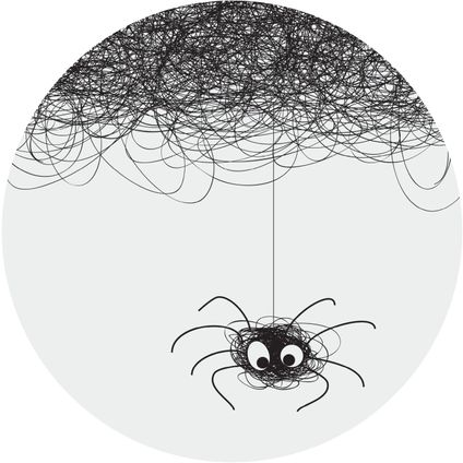 Sanders & Sanders zelfklevende behangcirkel spin zwart wit - Ø 70 cm - 601112