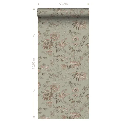 ESTAhome behang vintage bloemen vergrijsd mintgroen en zacht roze - 53 cm x 10,05 m 9