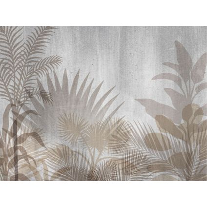 Sanders & Sanders fotobehang tropische planten grijs en beige - 3.6 x 2.54 m - 601162