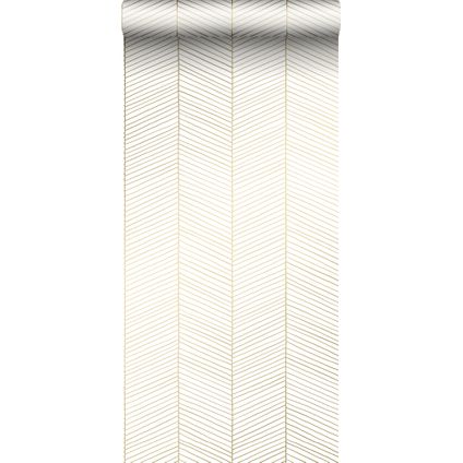 ESTAhome behang visgraat-motief wit en goud - 139135