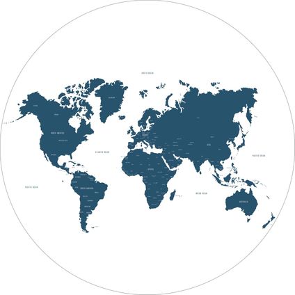 ESTAhome zelfklevende behangcirkel wereldkaart blauw - Ø 70 cm - 158984