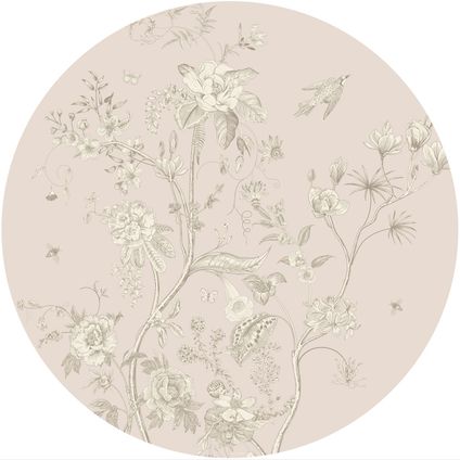 Sanders & Sanders papier peint panoramique rond adhésif fleurs beige - Ø 70 cm - 601283