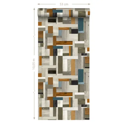 ESTAhome behangpapier sloophout grijs, bruin en vergrijsd oud blauw - 53 cm x 10,05 m 8
