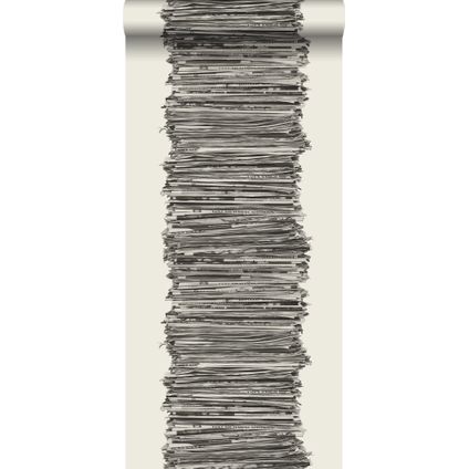 ESTAhome behangpapier kranten zwart en wit - 53 cm x 10,05 m - 137717