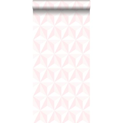 ESTAhome behangpapier grafisch 3D motief licht roze - 53 cm x 10,05 m - 138911
